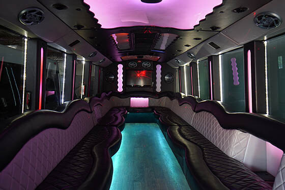 neon lights on party bus